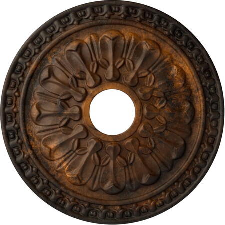 Ekena Millwork Warsaw Ceiling Medallion (Fits Canopies up to 3 1/2"), Hand-Painted Rust, 18"OD x 3 1/2"ID x 1 3/8"P CM18WARUS